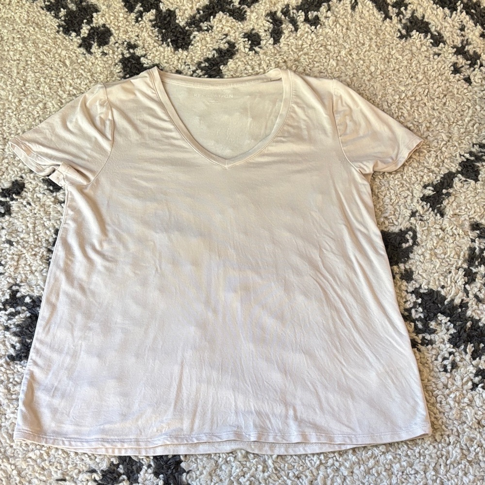 Thread & Supply Cream Short Sleeve V-Neck Top